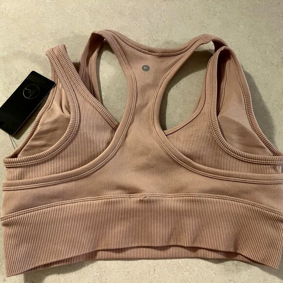 NWT 90 degree by reflex sports bra seamless rib sorelle bra Size large blush - Picture 6 of 8